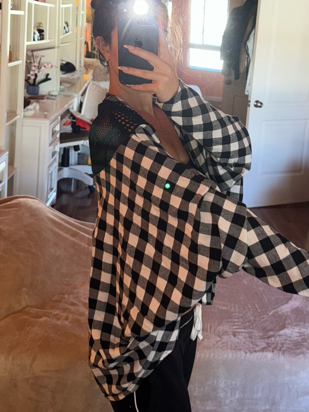 Millau Black & White Buffalo Plaid Lightweight Shirt Jacket